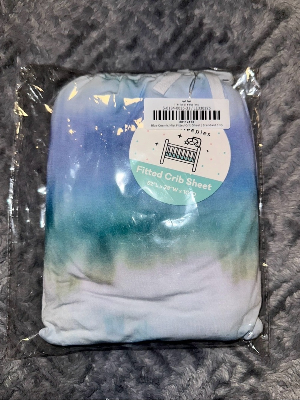 Little Sleepies Cosmic Mist Blue and Teal Gradient Fitted Standard Crib Sheet